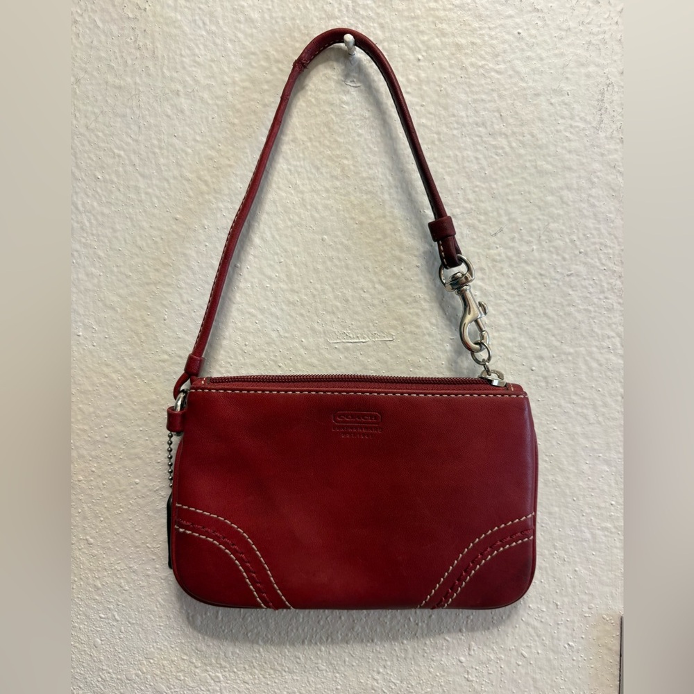 Coach Red Leather Crossbody Wristlet